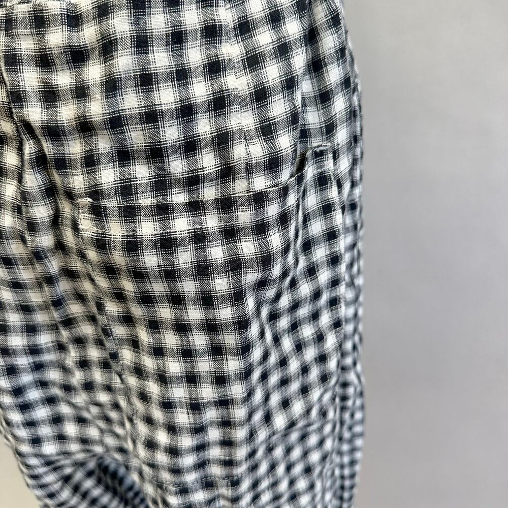Quince European Linen Square Neck Jumpsuit in‎ Khaki/Black Gingham Medium NWT - Picture 15 of 16